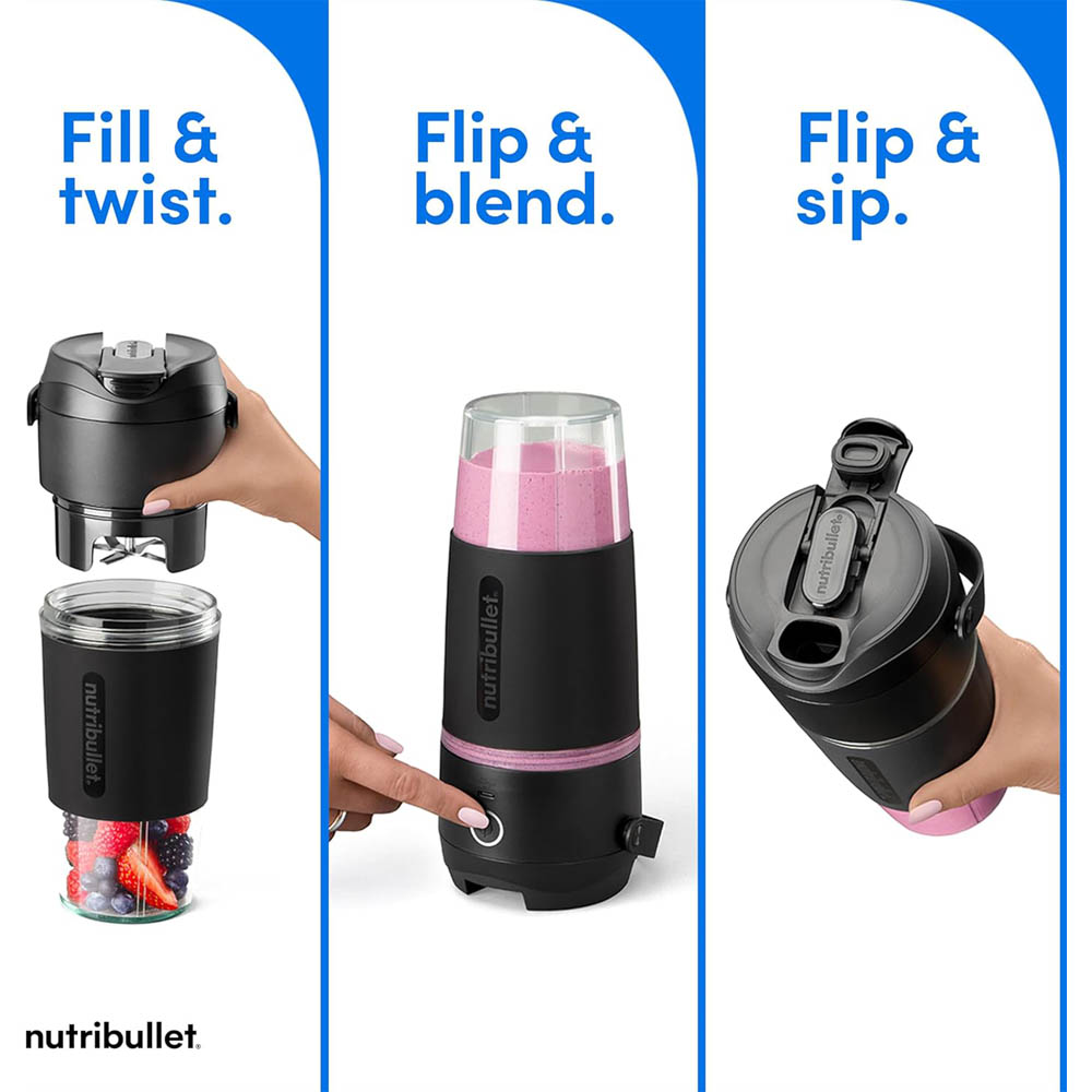 NutriBullet Flip Portable Blender - Clear/Black - Links Unlimited