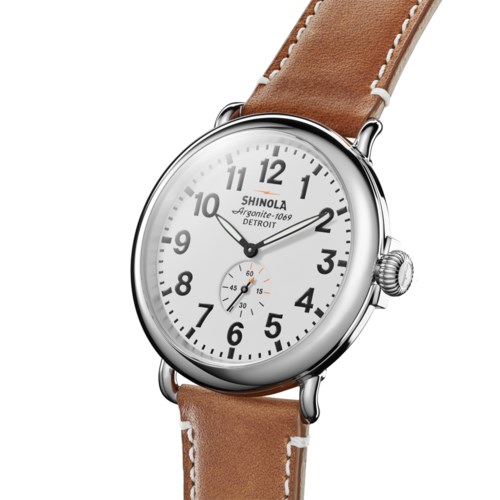 The Runwell 47mm Leather Strap_Tan_Front-Angled.jpg