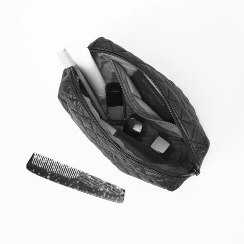 Mica Cosmetic Bag_Black Rec_Open with Contents.jpg